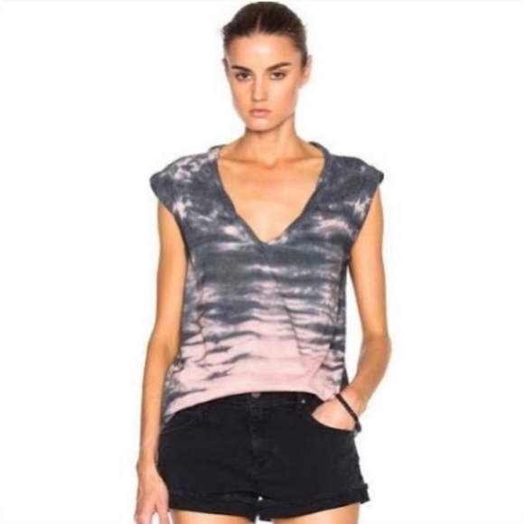 Pam & Gela Tie Dye Cap Sleeveless V-Neck Women's T- Shirt Size M - Picture 1 of 7